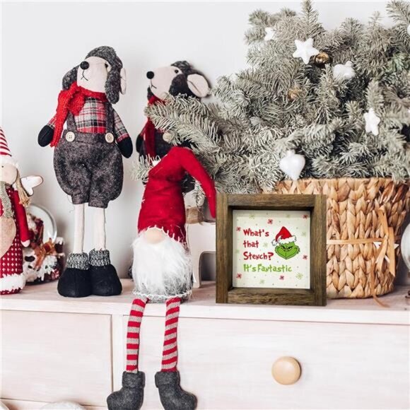 Funny Christmas Wooden Sign, 7x7 Inch Vintage Holiday Tiered Tray Decor - Picture 5 of 8